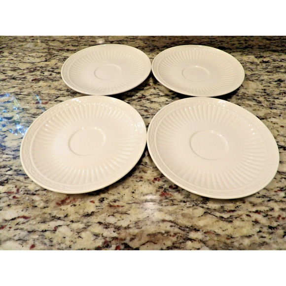 Mikasa Italian Countryside Saucers Only DD900 Set of 4 White Ribbed - Picture 3 of 8
